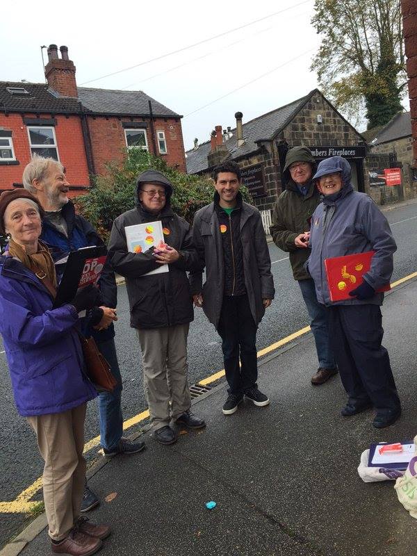 Labour members - out in all weather - encouraging voter registration here in Leeds NW